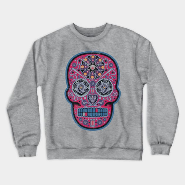 Mexican Sugar Skull Masochistic Black Cherry Crewneck Sweatshirt by DanielLiamGill